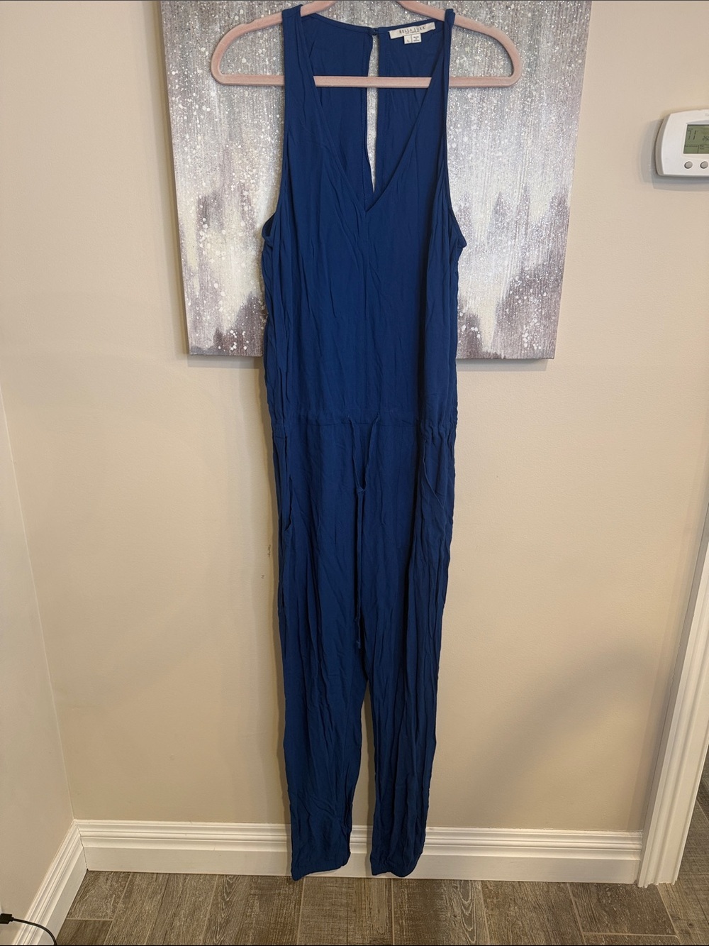 Bella Luxx Blue Sleeveless V-Neck Jumpsuit Size Large